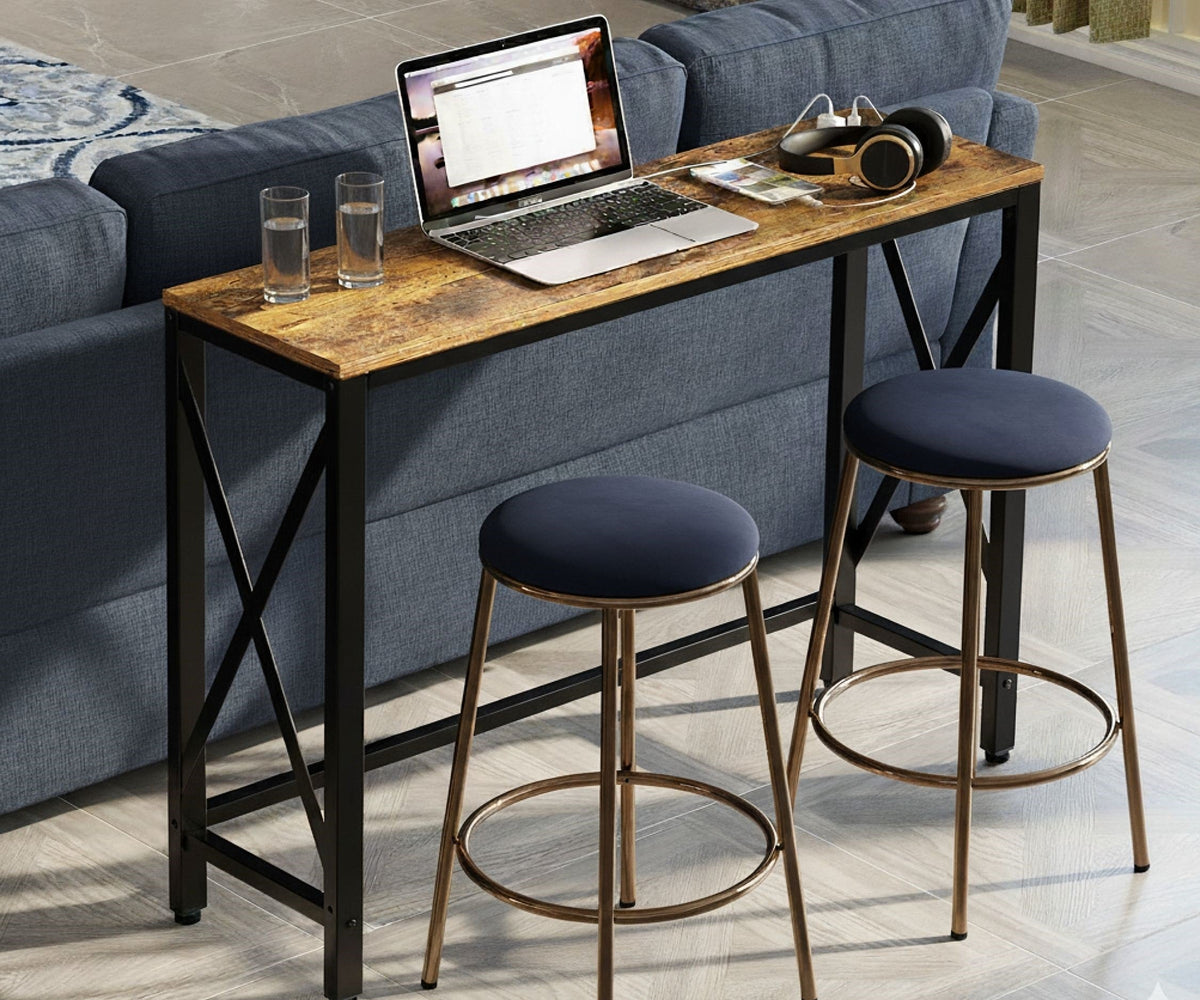 55-Inch Console Table with Built-In Outlets and USB Ports, Reclaimed-Wood-Look Finish – view 3