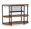 Home Bar Cabinet with Wine Rack and Stemware Rails, Reclaimed-Wood-Look Finish – view 4