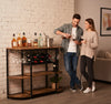 Home Bar Cabinet with Wine Rack and Stemware Rails, Reclaimed-Wood-Look Finish – view 2