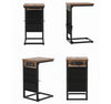 Set of 2 C-Shaped End Tables with Built-In Outlets and USB Ports, Reclaimed-Wood-Look Finish – view 3