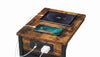 Set of 2 C-Shaped End Tables with Built-In Outlets and USB Ports, Reclaimed-Wood-Look Finish – view 4