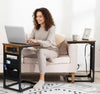 Set of 2 C-Shaped End Tables with Built-In Outlets and USB Ports, Reclaimed-Wood-Look Finish – view 2