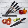 6-Piece Steel Kitchen Knife Set with Acrylic Block, Black Handles with Rose Gold Accents – view 3