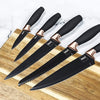6-Piece Steel Kitchen Knife Set with Acrylic Block, Black Handles with Rose Gold Accents – view 5