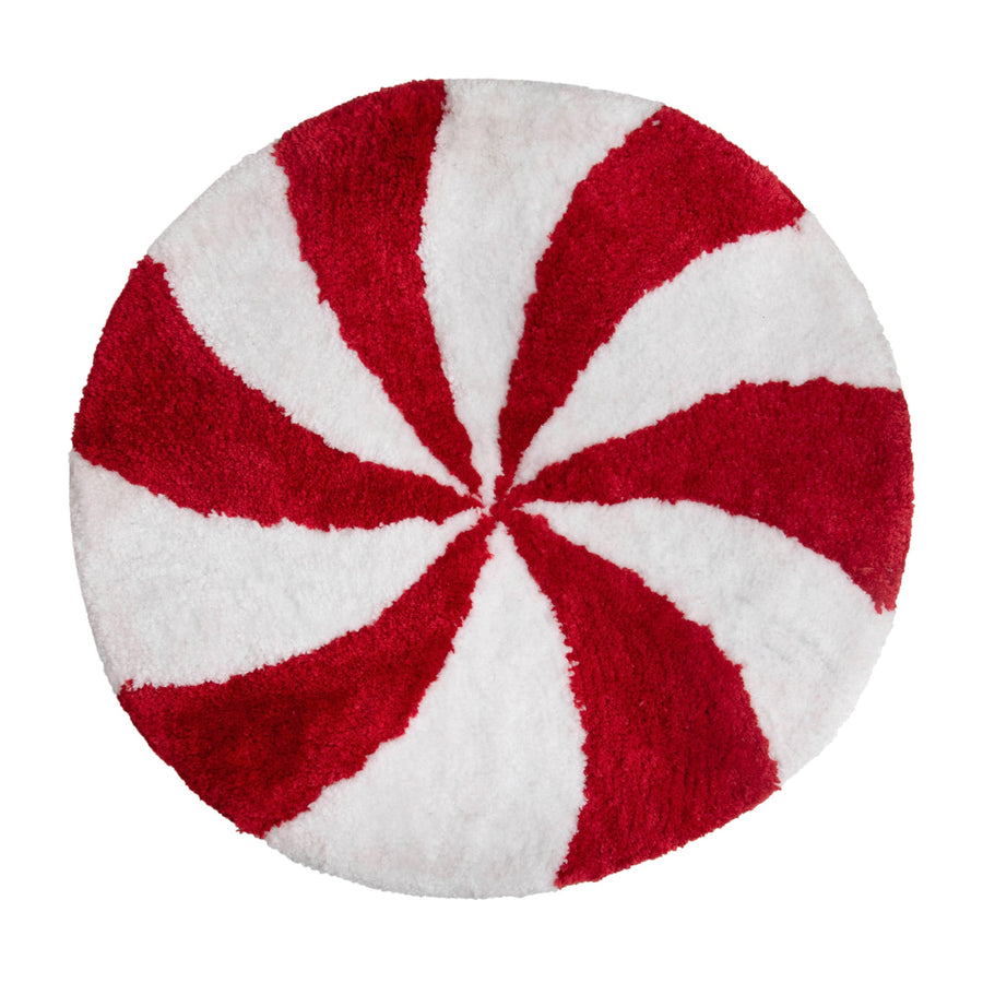 Shaped Non-Slip Christmas Bath Mat, 18 x 24 in, Peppermint Swirl or Red Bow Gift