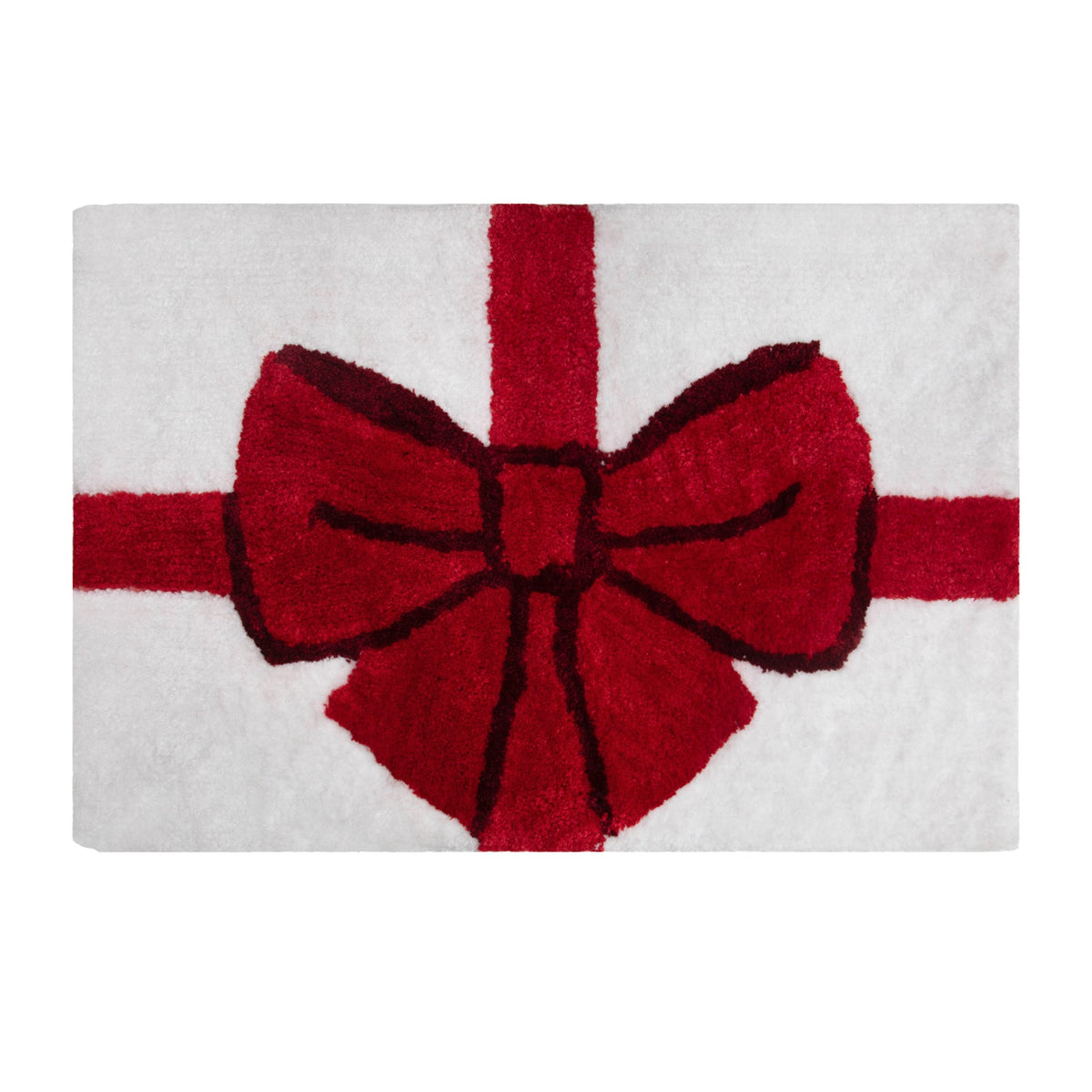 Shaped Non-Slip Christmas Bath Mat, 18 x 24 in, Peppermint Swirl or Red Bow Gift – view 5