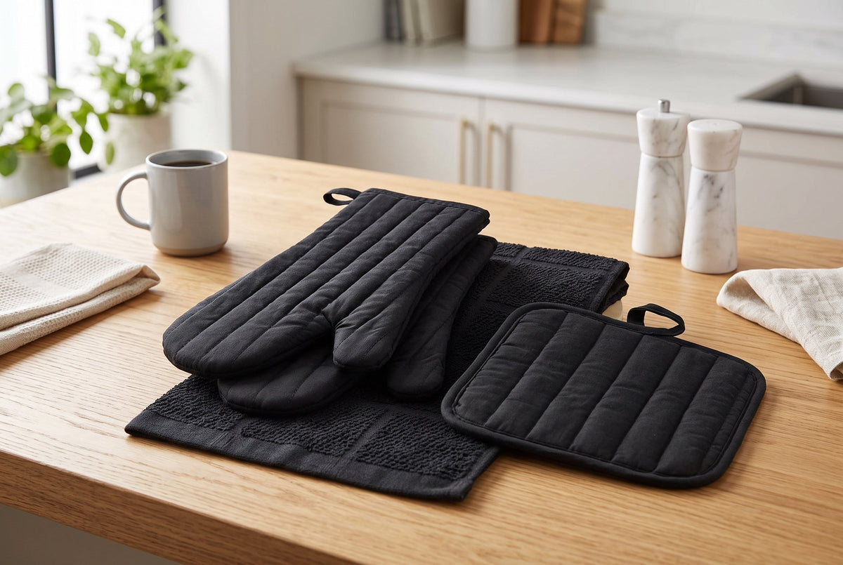 4-Piece Cotton Kitchen Set with Oven Mitts, Pot Holder and Kitchen Towel