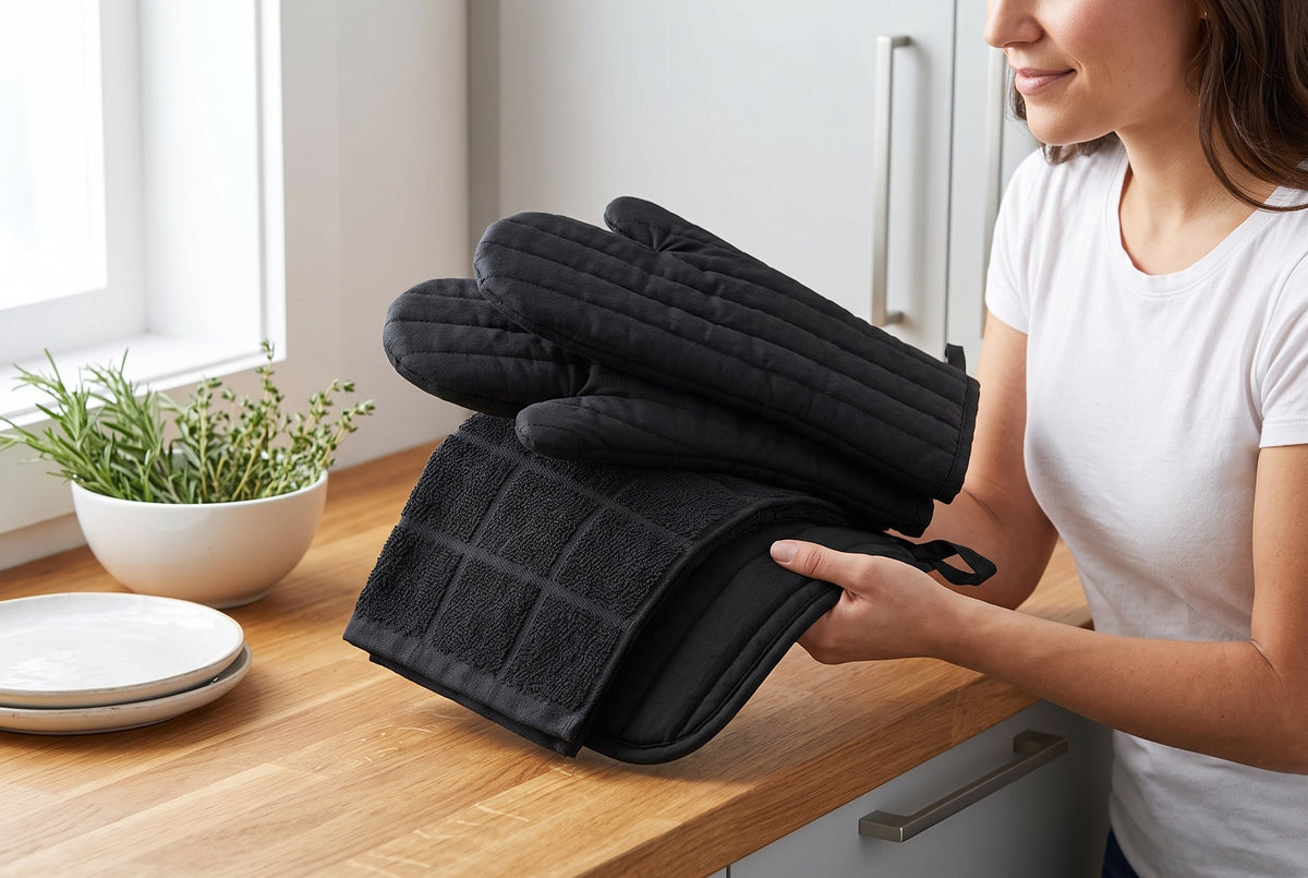 4-Piece Cotton Kitchen Set with Oven Mitts, Pot Holder and Kitchen Towel – view 3