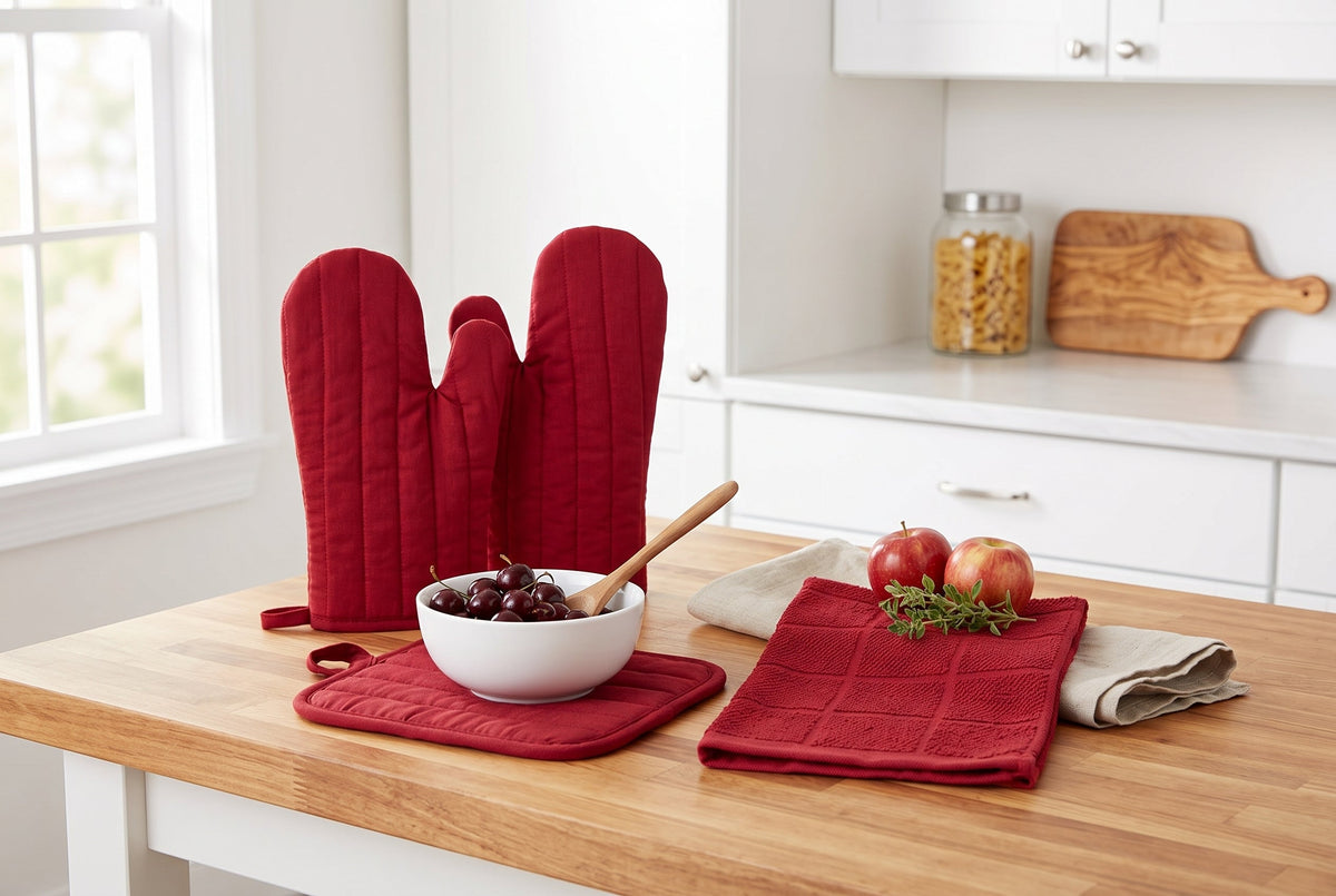 4-Piece Cotton Kitchen Set with Oven Mitts, Pot Holder and Kitchen Towel – view 4