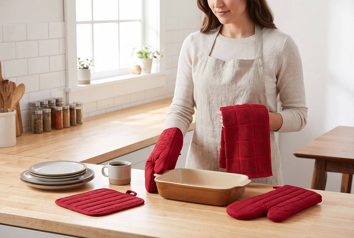 4-Piece Cotton Kitchen Set with Oven Mitts, Pot Holder and Kitchen Towel – view 5