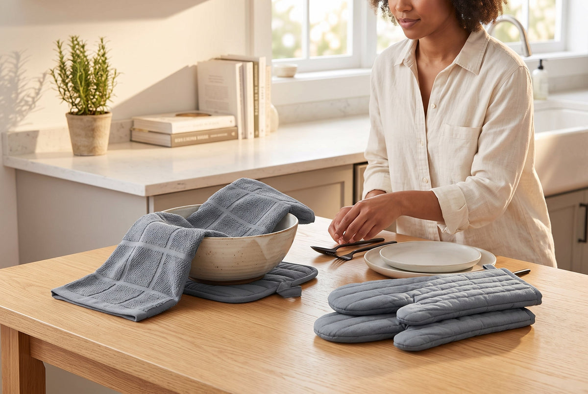 4-Piece Cotton Kitchen Set with Oven Mitts, Pot Holder and Kitchen Towel – view 8