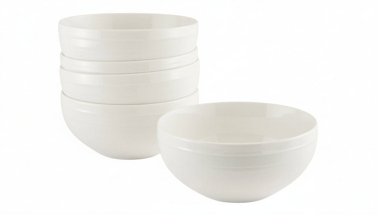 White Embossed Round Rim Bone China Dinnerware Set, 32-Piece – view 3