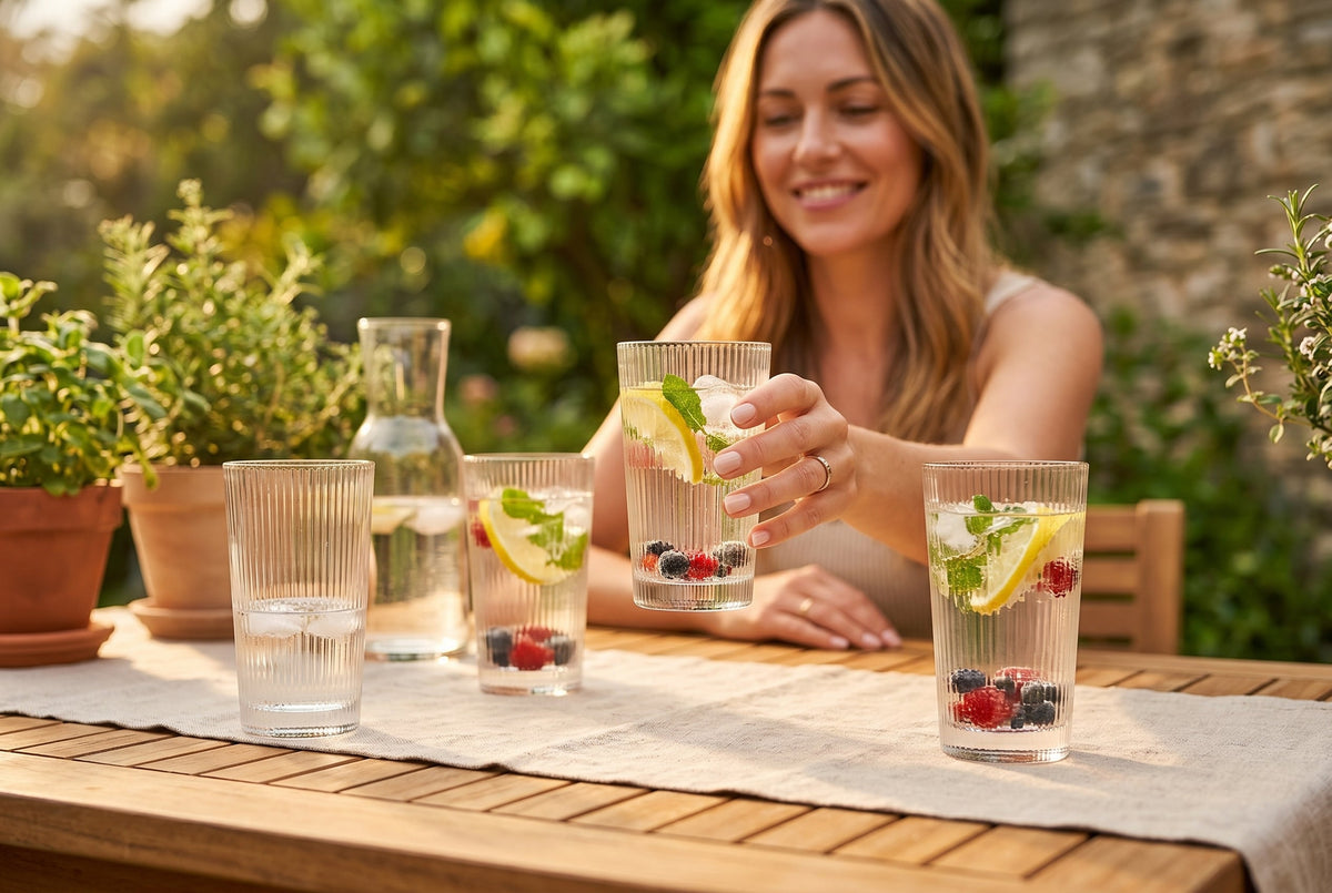 Ribbed Highball Glasses, 11.8 oz, Set of 4 – view 3