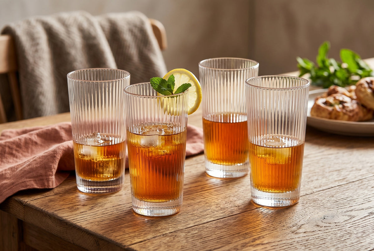 Ribbed Highball Glasses, 11.8 oz, Set of 4 – view 5