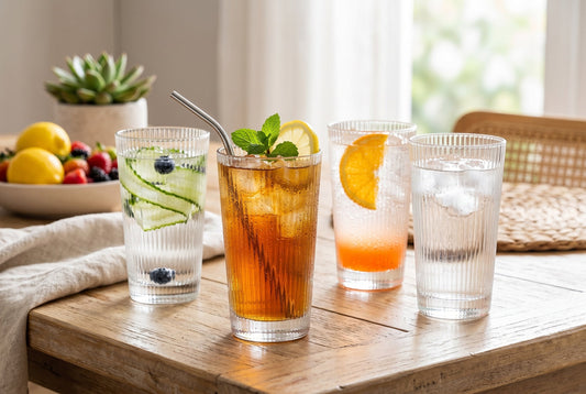Ribbed Highball Glasses, 11.8 oz, Set of 4 – lifestyle