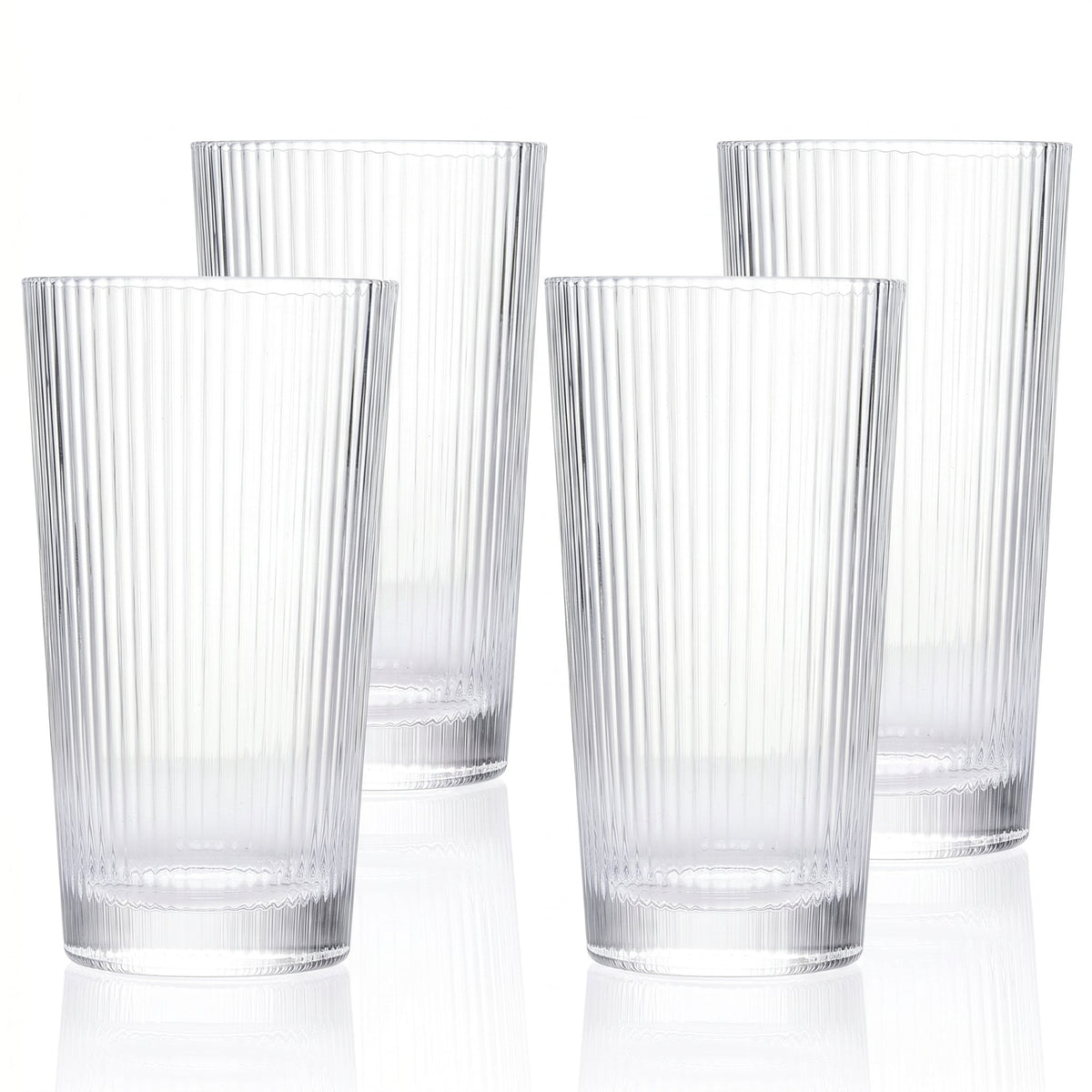 Ribbed Highball Glasses, 11.8 oz, Set of 4 – view 2