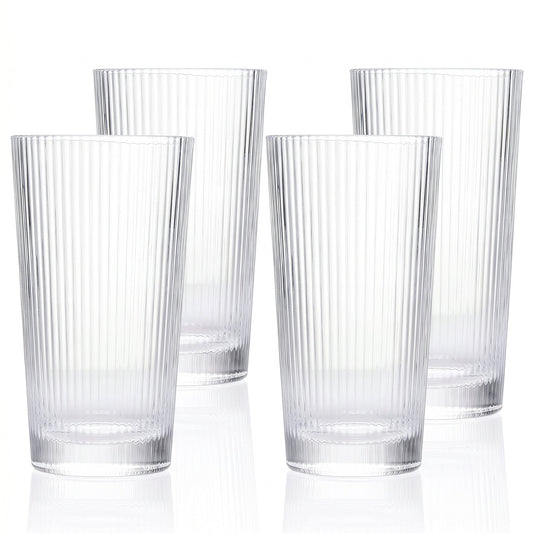 Ribbed Highball Glasses, 11.8 oz, Set of 4 – view 2