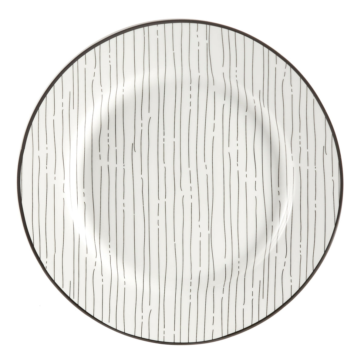 Black and White Patterned Porcelain 12-Piece Dinnerware Set with Black Flatware – view 3