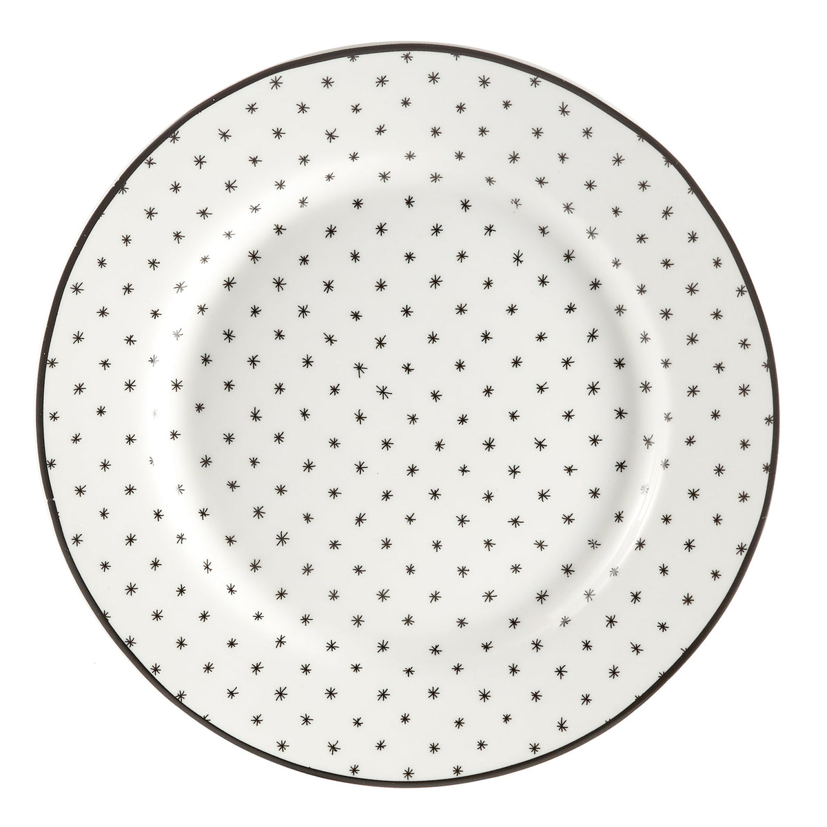 Black and White Patterned Porcelain 12-Piece Dinnerware Set with Black Flatware – view 5