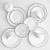 Black and White Patterned Porcelain 12-Piece Dinnerware Set with Black Flatware – view 7