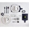 Black and White Patterned Porcelain 12-Piece Dinnerware Set with Black Flatware – view 9