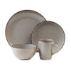 Gray Speckled Stoneware 16-Piece Dinnerware Set with Brown Rim and Silver Flatware – view 2
