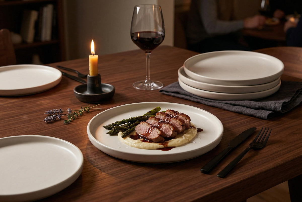Matte Off-White Stoneware Dinner Plates, Set of 4, 10.4 in | Lisbon – view 3