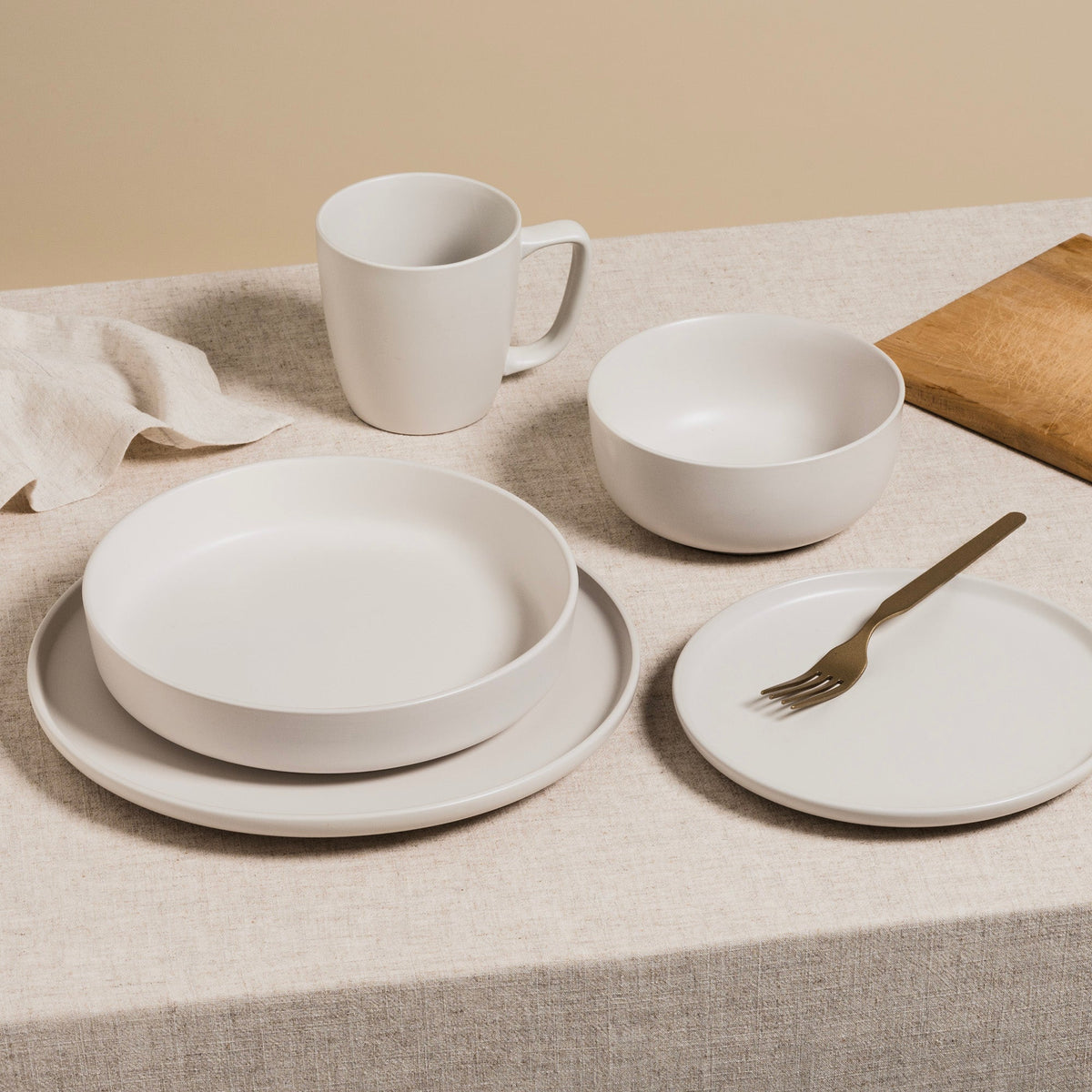 Matte Off-White Stoneware Pasta Bowls, Set of 4, 8.7 in | Lisbon – view 4