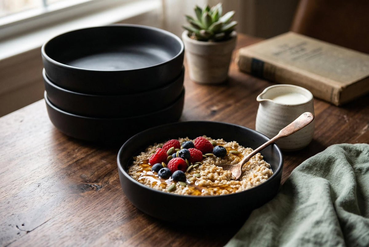Matte Black Stoneware Pasta Bowls, Set of 4, 8.7 in | Lisbon – view 2