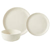 Bone Fluted Embossed Stoneware 12-Piece Dinnerware Set – view 11