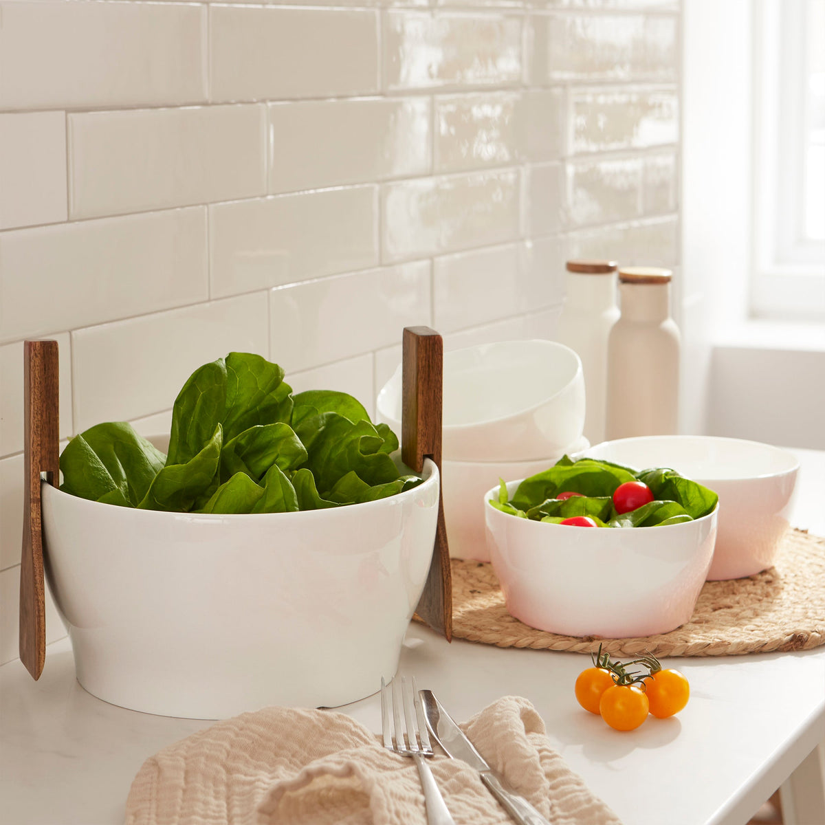 White Porcelain Salad and Dessert Bowls, Set of 4, 6.1 in – view 5