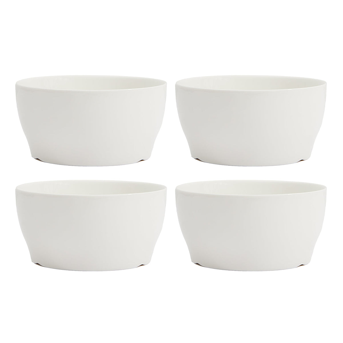 White Porcelain Salad and Dessert Bowls, Set of 4, 6.1 in