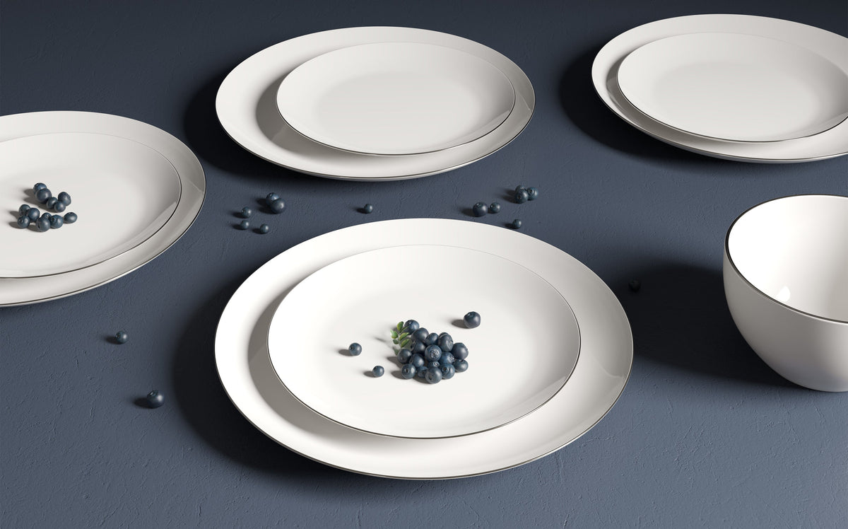 White Porcelain 12-Piece Dinnerware Set with Platinum Rim – view 2