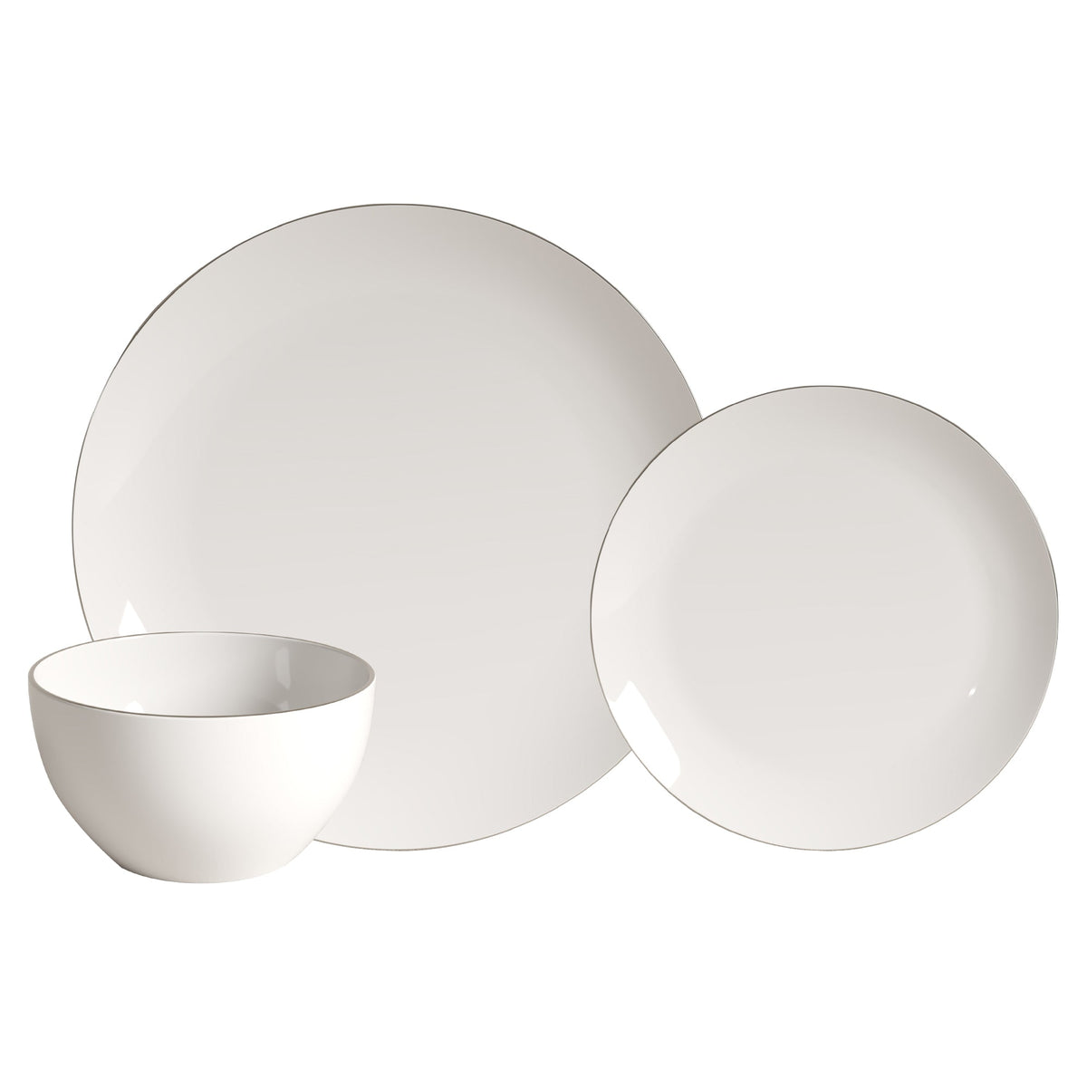 White Porcelain 12-Piece Dinnerware Set with Platinum Rim – view 6