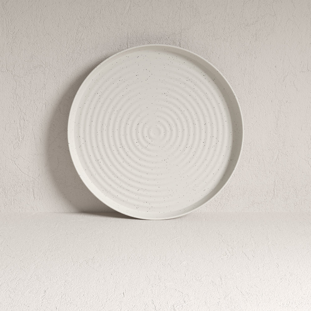 Speckled Off-White Ribbed Stoneware 12-Piece Dinnerware Set – view 3