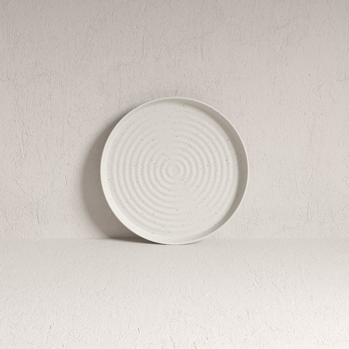 Speckled Off-White Ribbed Stoneware 12-Piece Dinnerware Set – view 4