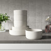 Speckled Off-White Ribbed Stoneware 12-Piece Dinnerware Set – view 12