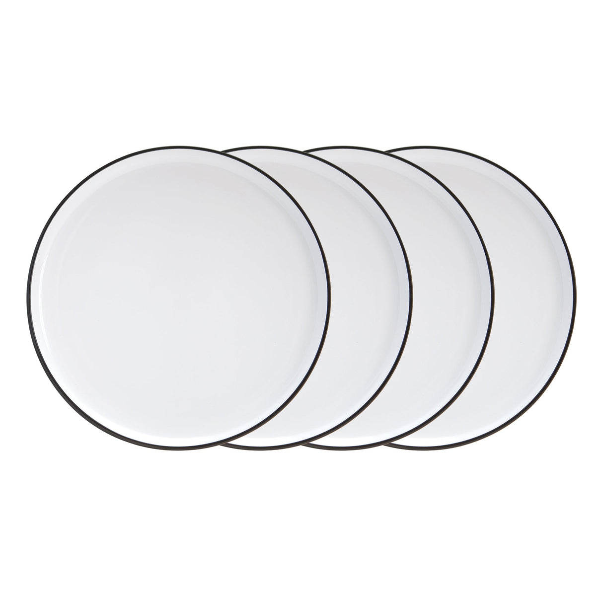 White with Black Rim Stoneware Dinner Plates, Set of 4, 10.4 in | Bistro – view 5