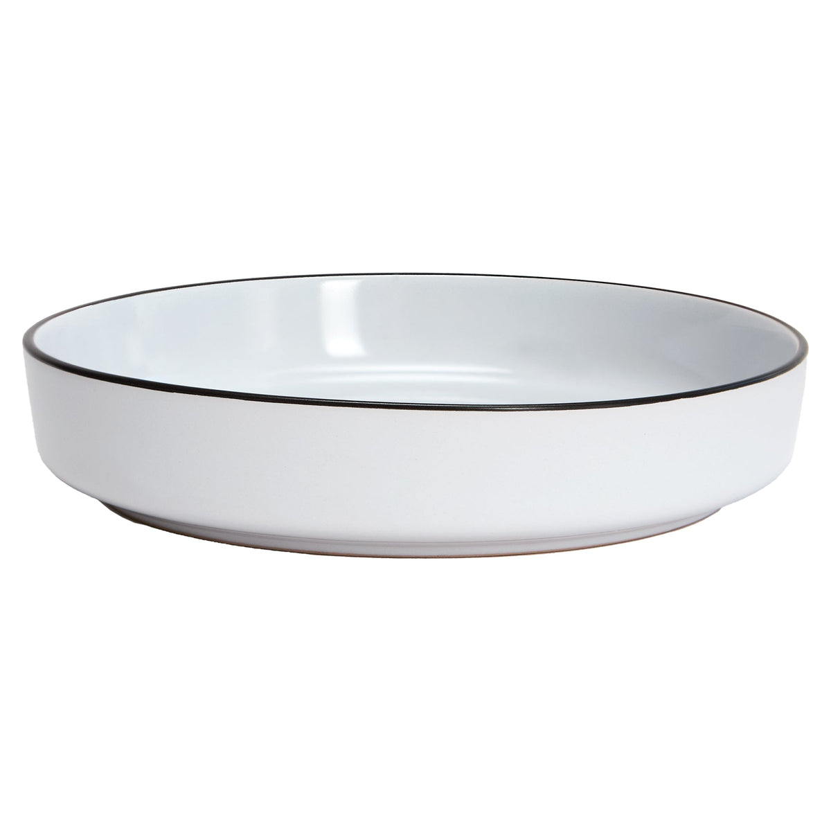 White with Black Rim Stoneware Pasta Bowls, Set of 4, 7.9 in | Bistro – view 3