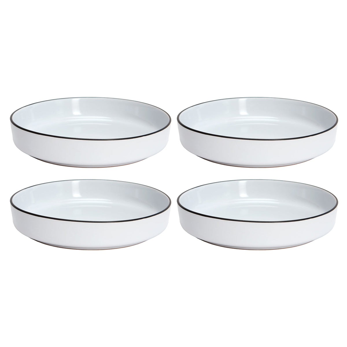 White with Black Rim Stoneware Pasta Bowls, Set of 4, 7.9 in | Bistro – view 5