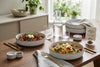 White with Black Rim Stoneware Pasta Bowls, Set of 4, 7.9 in | Bistro