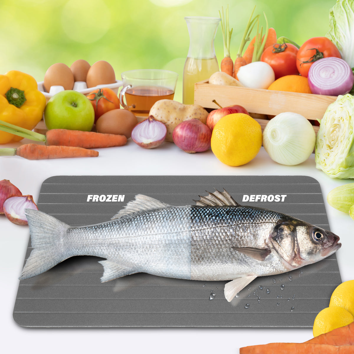 Rapid Defrosting Tray, Defrost Chicken, Steak and Other Meats Quickly, No Mess Tray Included, Thaw Frozen Foods Faster Without a Microwave or Hot Water, Quick and Safe