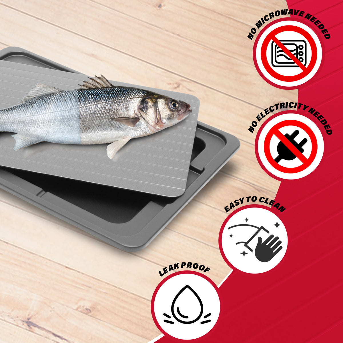 Rapid Defrosting Tray, Defrost Chicken, Steak and Other Meats Quickly, No Mess Tray Included, Thaw Frozen Foods Faster Without a Microwave or Hot Water, Quick and Safe