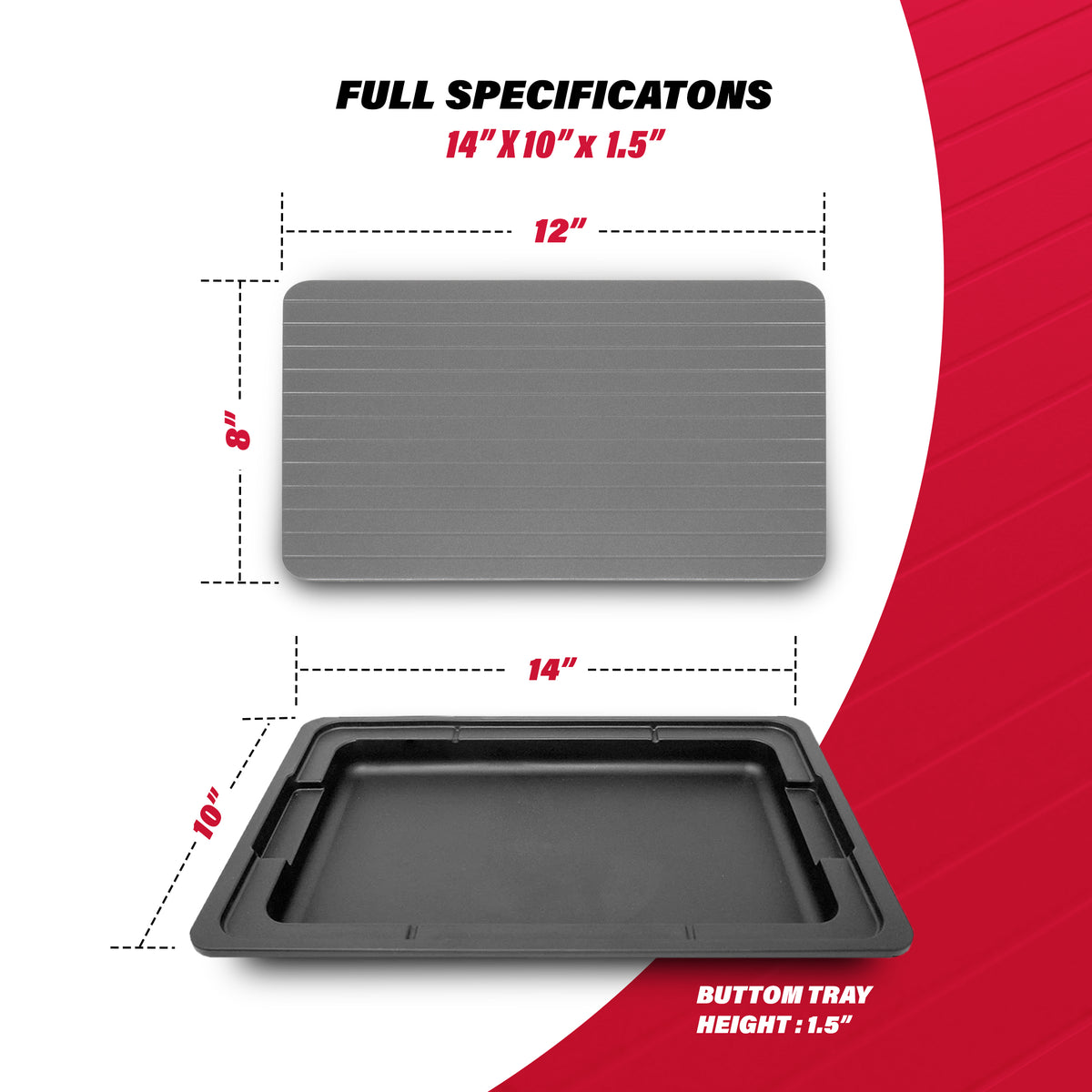 Rapid Defrosting Tray, Defrost Chicken, Steak and Other Meats Quickly, No Mess Tray Included, Thaw Frozen Foods Faster Without a Microwave or Hot Water, Quick and Safe