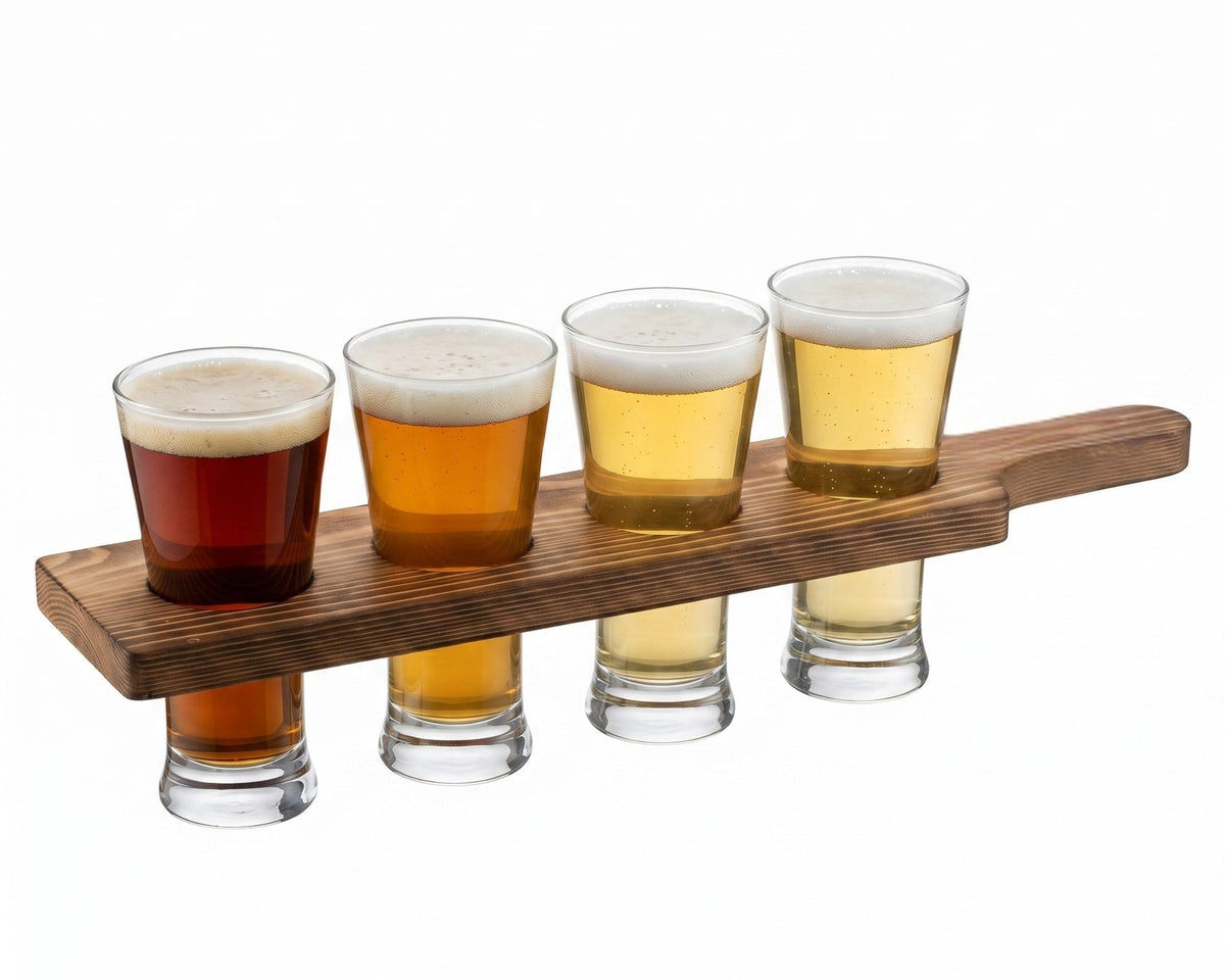 Beer Tasting Flight Set with Acacia Wood Board and 4 Glasses, 5.4 oz – view 2