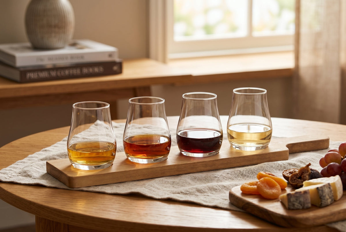 Beer Tasting Flight Set with Acacia Wood Board and 4 Glasses, 4.2 oz – lifestyle