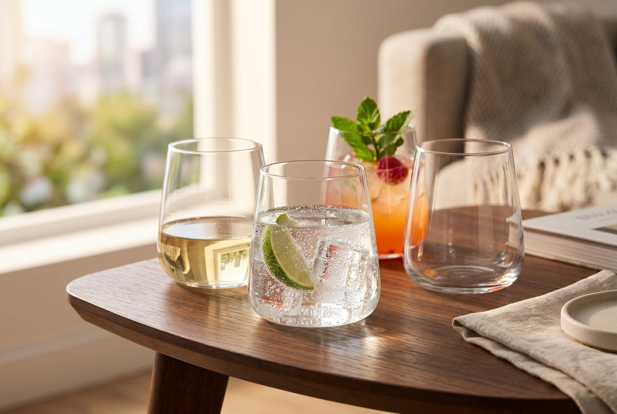 Stemless Wine Glasses, 14.9 oz, Set of 4 – Borosilicate – lifestyle