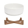 White Porcelain Serving Bowl with Acacia Wood Stand, 9.4 in, 2-Piece Set – view 3