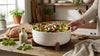 White Porcelain Serving Bowl with Acacia Wood Stand, 9.4 in, 2-Piece Set – view 5