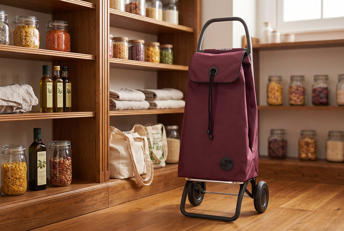 Burgundy MF Convert 2 Aluminum-Frame Folding Shopping Cart – view 2